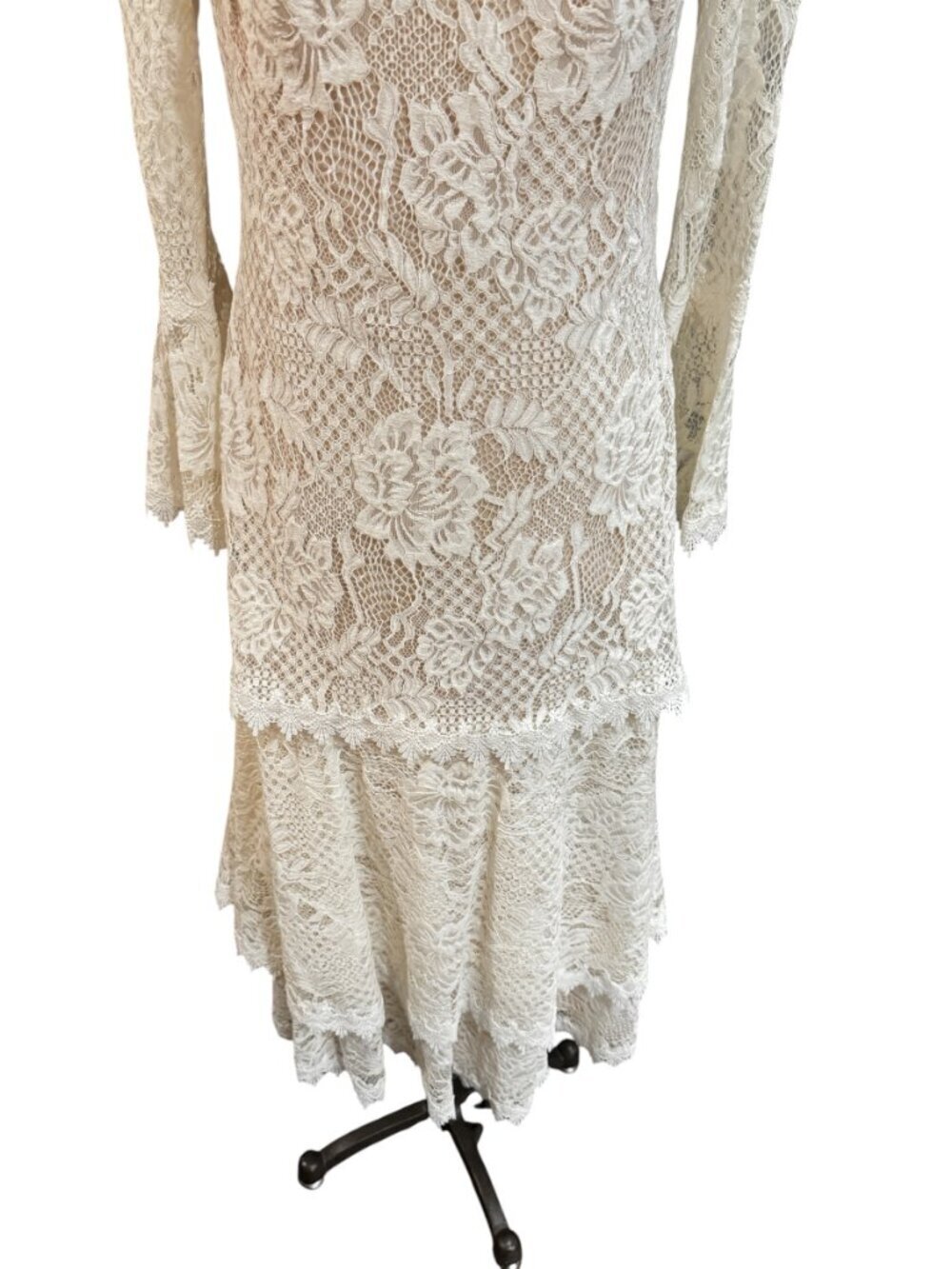 Tadashi Shoji Corbin Lace Off Shoulder Dress Bell Sleeve White Size 10 - Picture 6 of 11